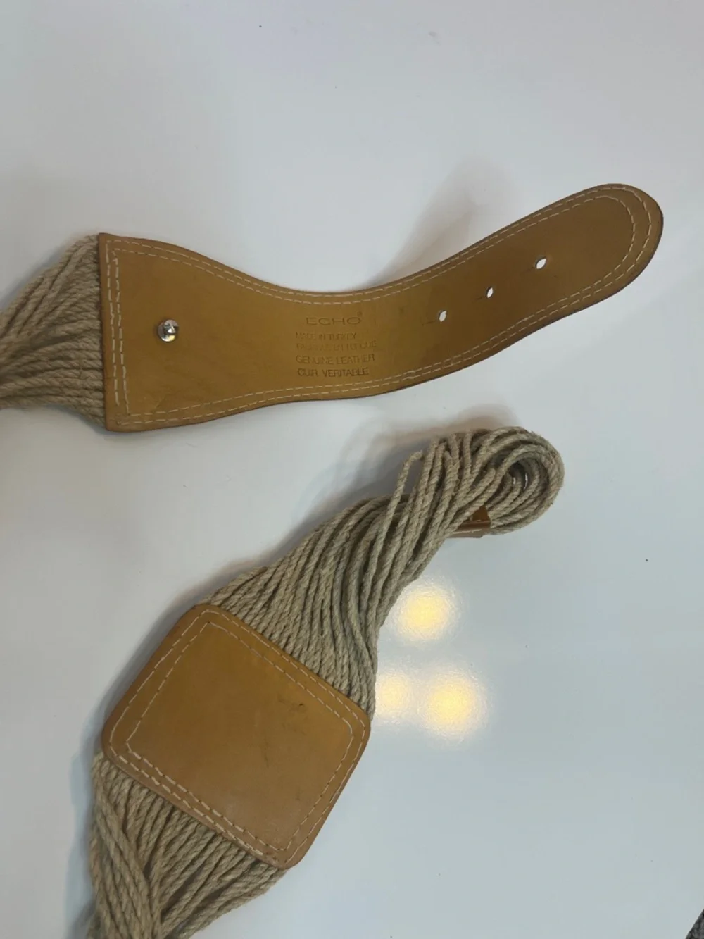 Tan Leather and Rope Belt Echo Boho